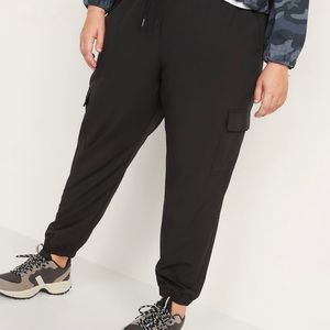 High waisted black StretchTech Jogger Pants for Women